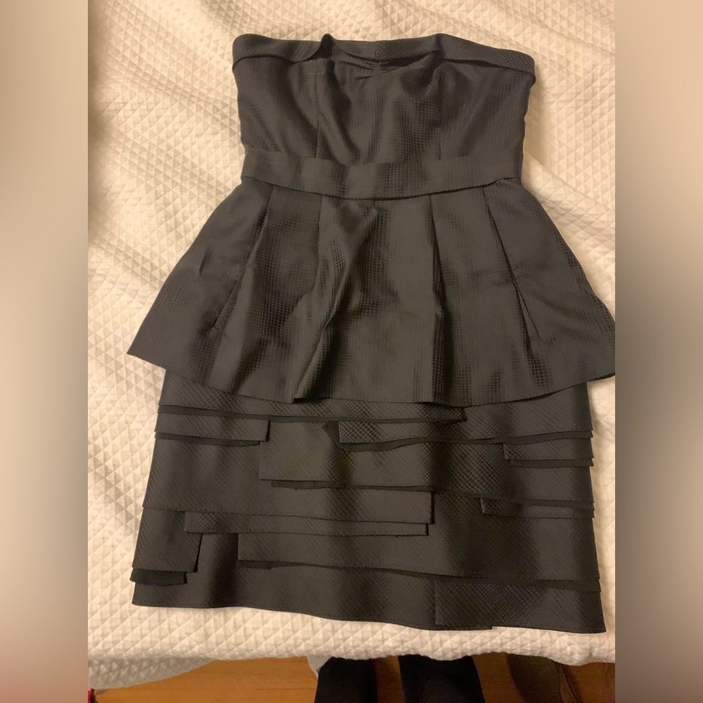 BCBG max Azria black strapless peplum dress size 4